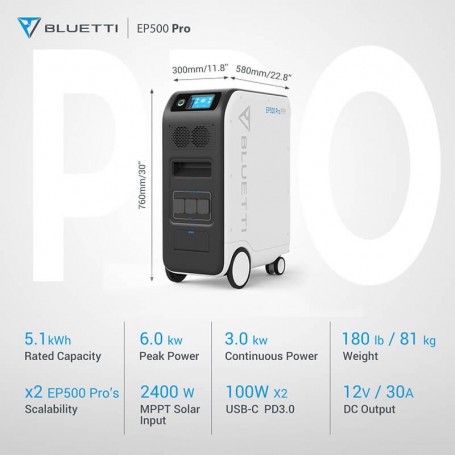 Bluetti EP500 PRO 5100Wh 3000W Home Energy Station