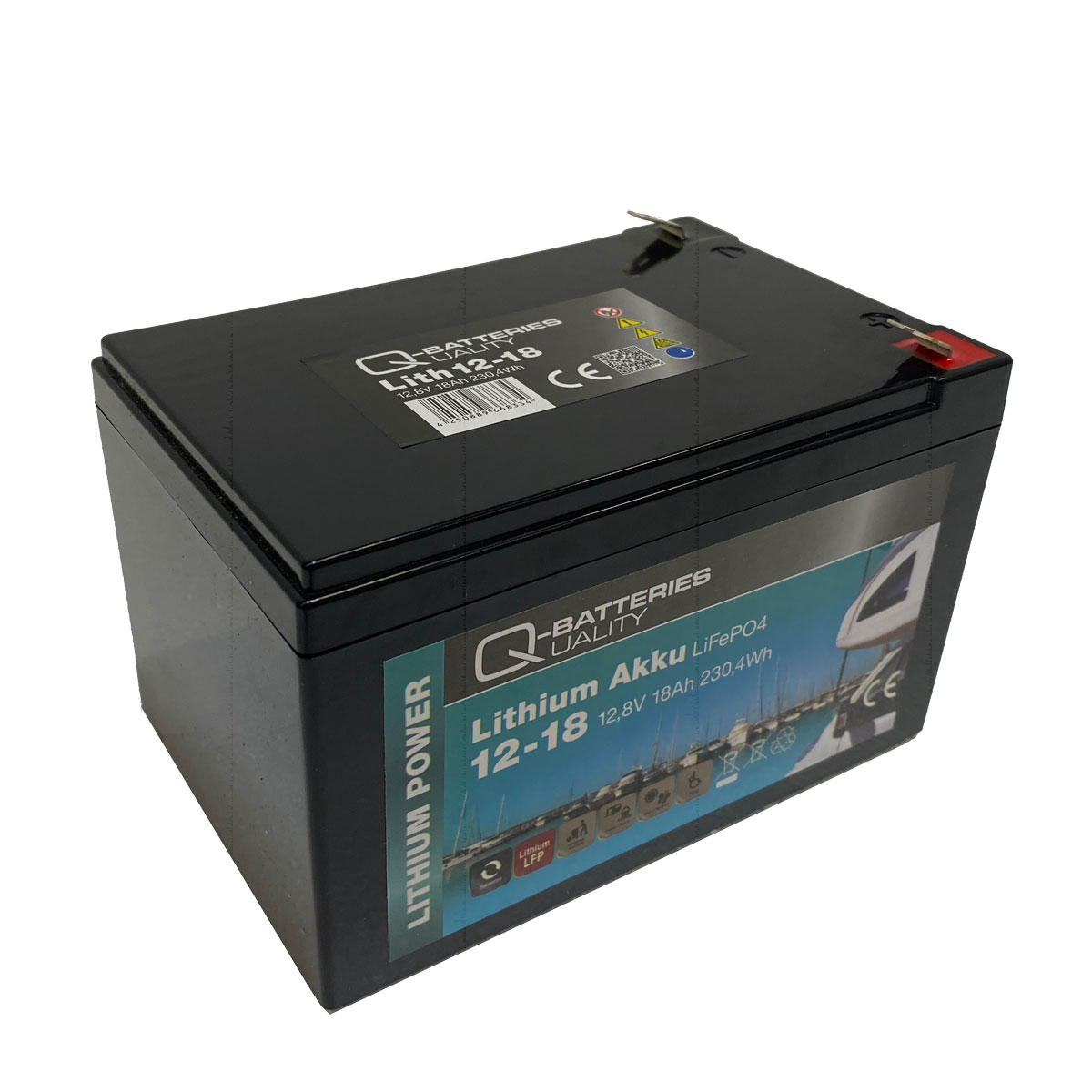 Q-Batteries Lithium Wohnmobilbatterie 12-18 12,8V 18Ah 230,4Wh LiFePO4 Akku