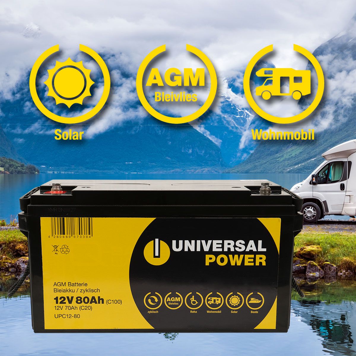 aTroniX Solaranlage Wohnmobil 200W mit 78 Ah AGM Batterie und MPPT